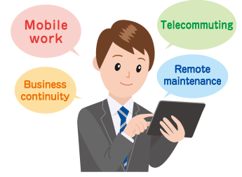 Click here for prime examples of MagicConnect offering "mobile work," "telecommuting," "BCP," and "remote maintenance solutions."