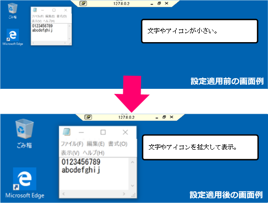 文字やアイコンが小さく表示される場合の対処方法 マニュアル お客様サポート 信頼と実績のリモートアクセス Magicconnect マジックコネクト Nttテクノクロス